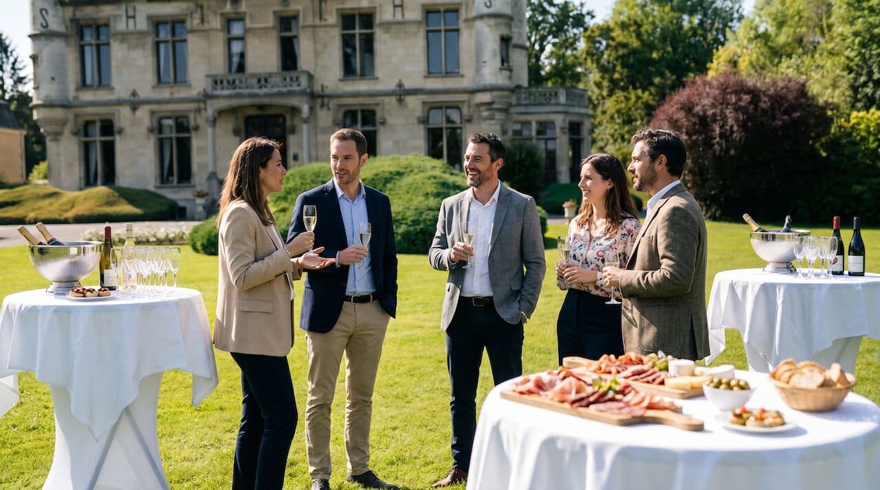 Cocktail professionnel dans le parc du château
